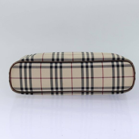 BURBERRY Nova Check Hand Bag Nylon Beige Silver Auth - Picture 11 of 16